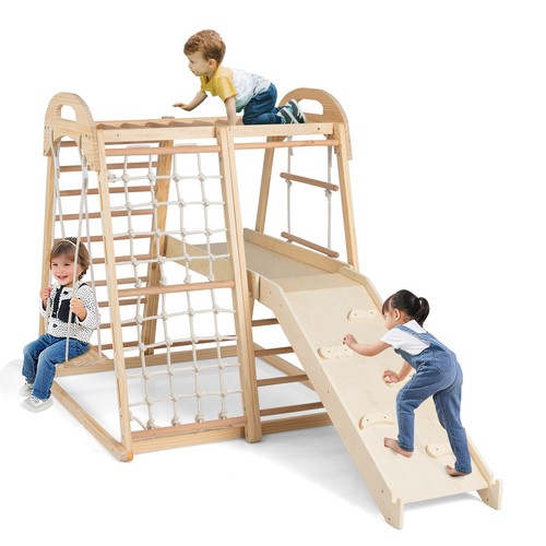Wooden jungle gym for - 8-in-1,